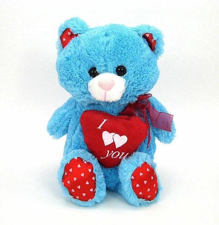 Blue Teddy. Плюшевый медведь в голубой кофте. Голубой медведь с сердцем на груди.