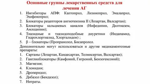 Название препаратов по группам