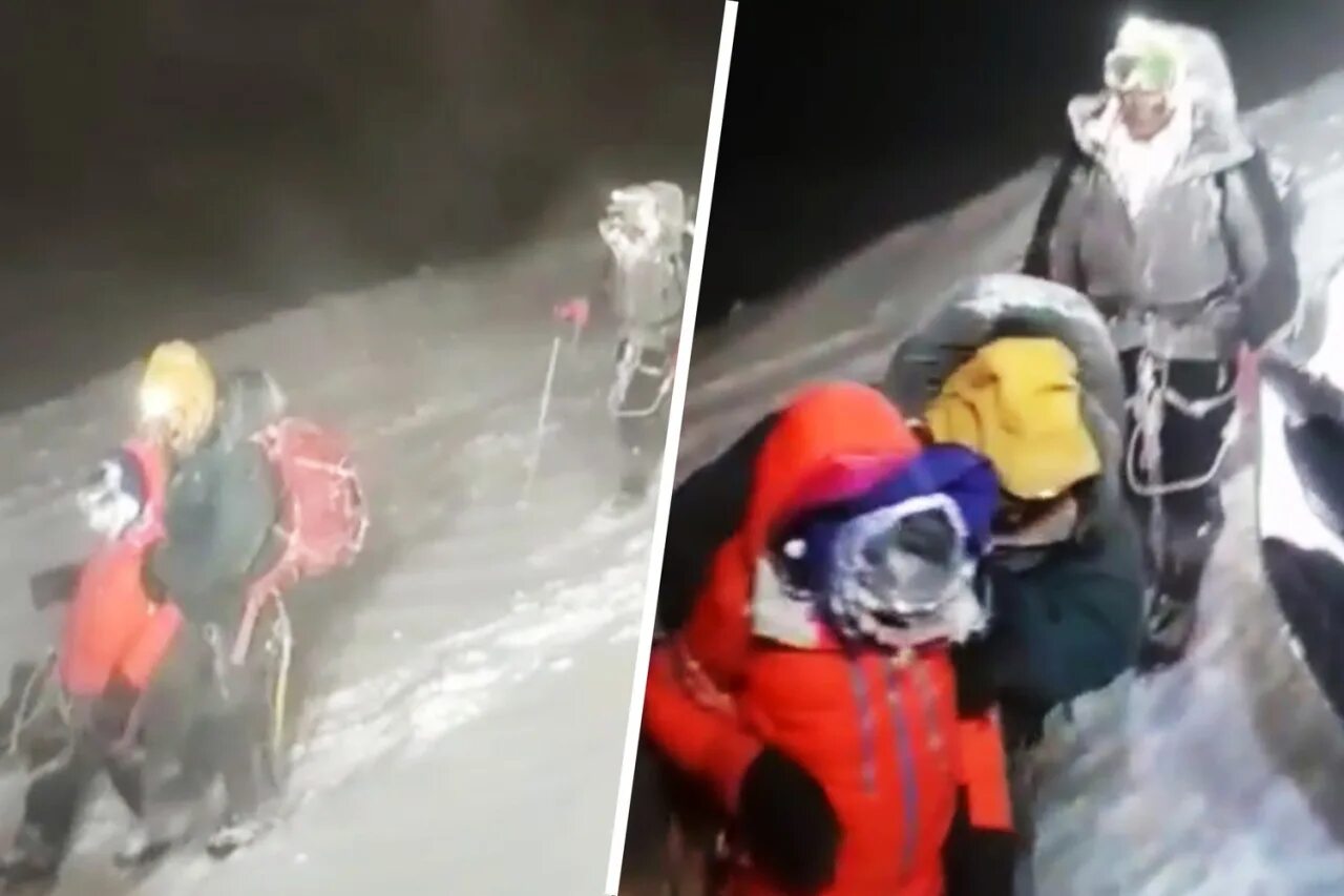 Группа погибших альпинистов на Эльбрусе. Сейчас потерпи