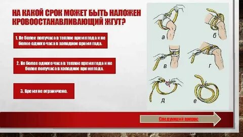 На какой срок желательно жгут накладывать зимой