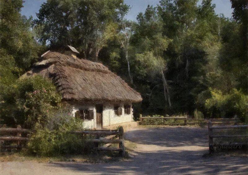 Мазанка (село). Хата. Украинский Хутор. Хата на хуторе.