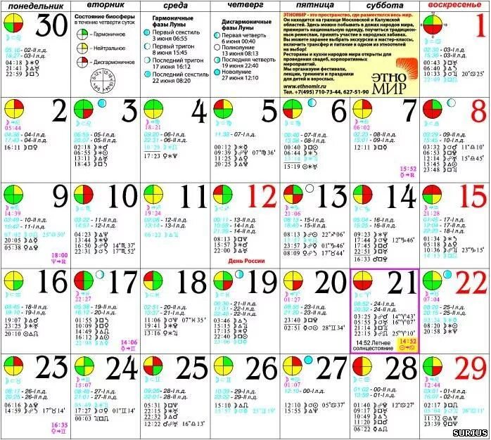 Лунный календарь на 2024г со знаками зодиака