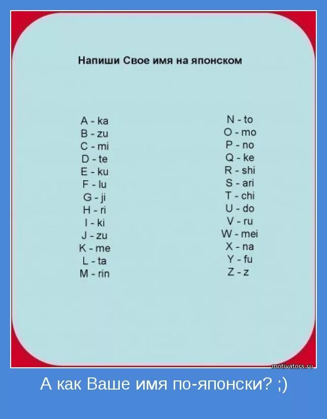 аналоги японских имен