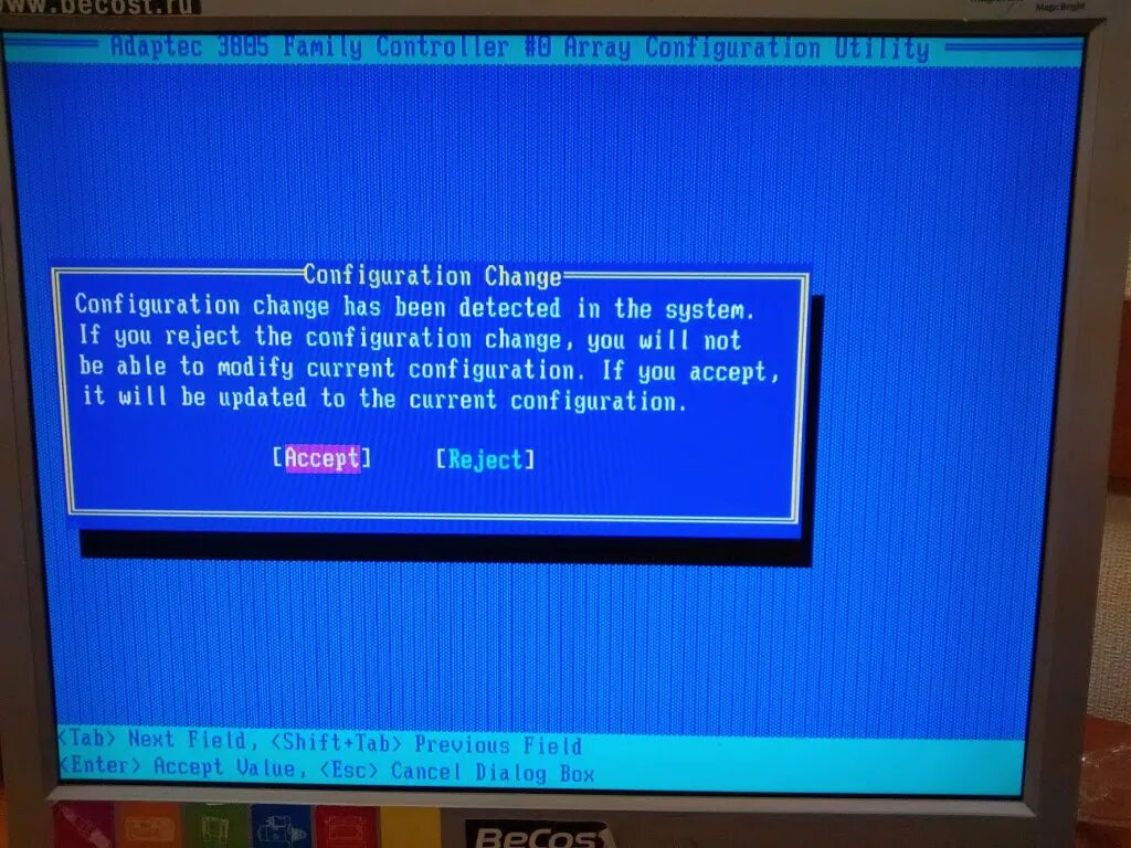 Configuration change has been detected in the System if you reject the configuration change. The System has been. Как зайти в Raid контроллер на сервере NEC express5800. Detect configuration