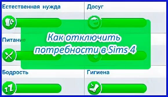 Коды симс отключить потребности