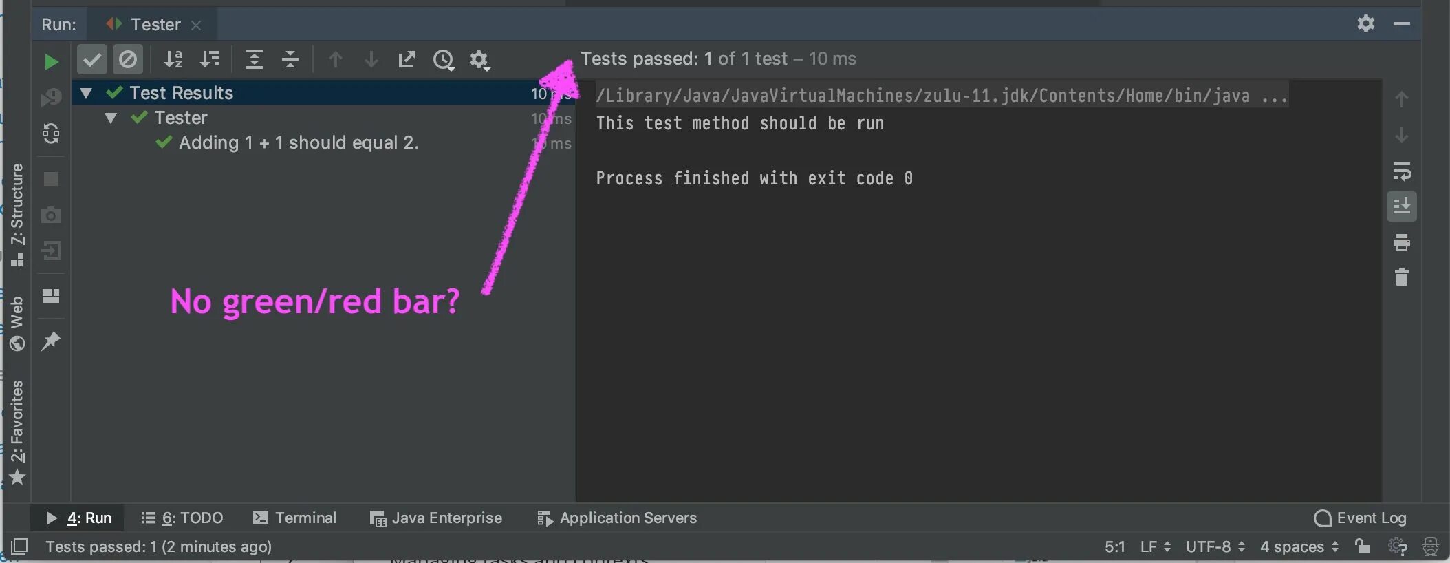 Run in test. Intellij idea all tests passed. is there karel in intelij ide?.