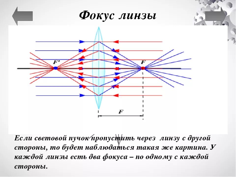 Что такое фокус собирающей линзы. 2 Фокус линзы физика. Фокус линзы это в физике 8 класс. Тонкая линза главный фокус линзы. Как определить фокус линзы в физике.