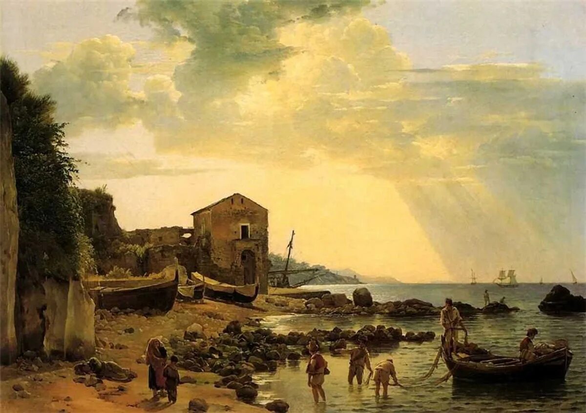 сильвестр щедрин малая гавань в сорренто. щедрин вид в окрестностях сорренто вечер. малая гавань в сорренто близ неаполя. малая гавань. сильвестр феодосиевич щедрин малая гавань в сорренто.