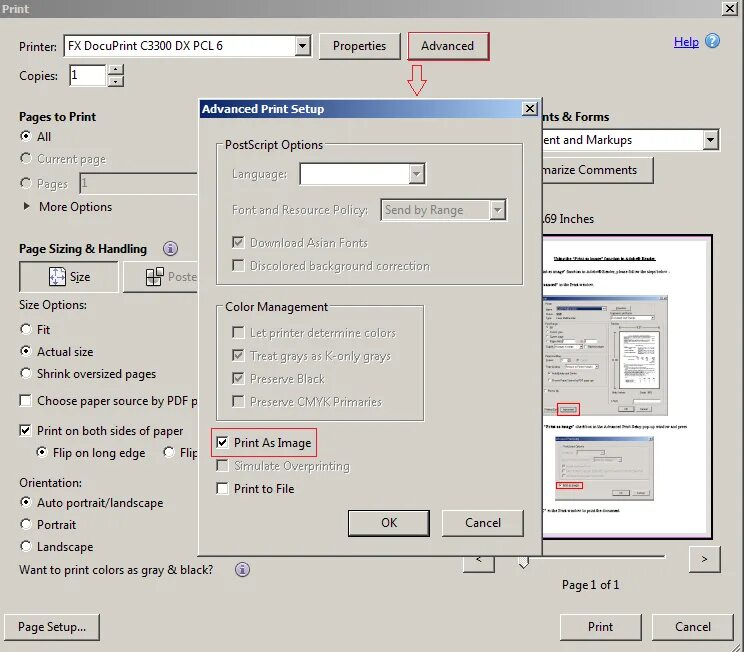 Print reader. Print as image где найти. print as image где найти acrobat reader.
