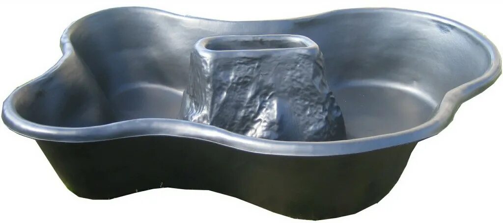 Чаша для пруда байкал. Цвет черный вулкан. Пластиковая емкость корыто 1100*1100*300. Пруд вулкан. Пруд вулкан черный.