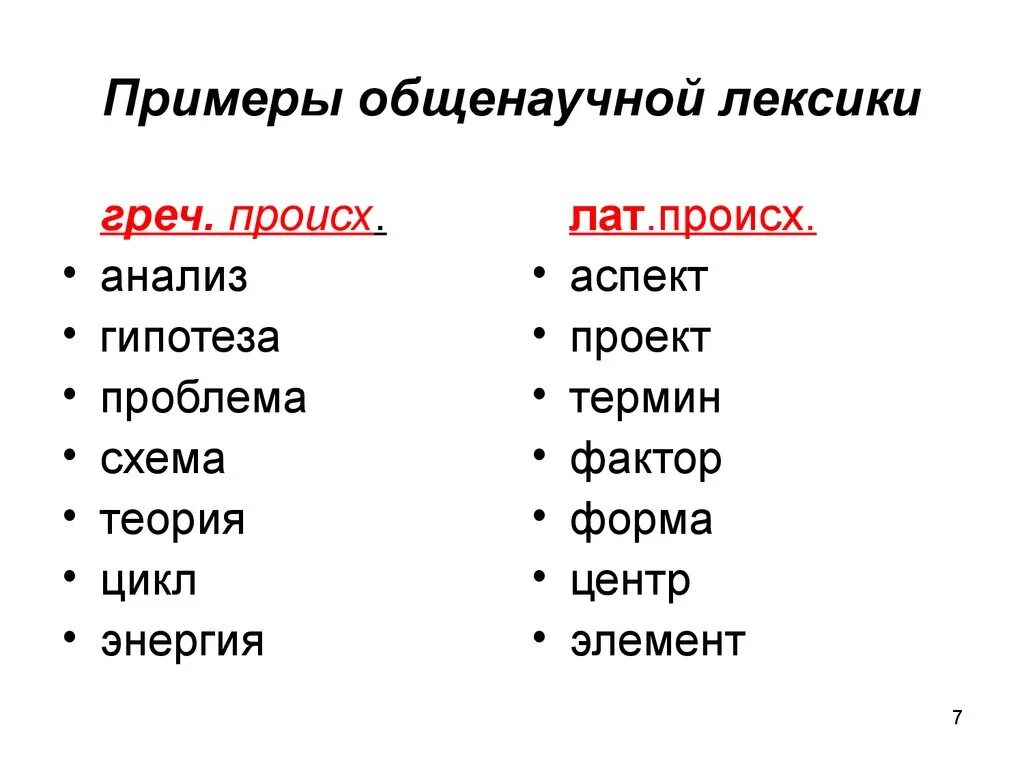 Слово высокой лексики примеры. Слова общенаучной лексики. Общенаучная лексика примеры. Общенаучные слова. Общенаучные слова примеры.