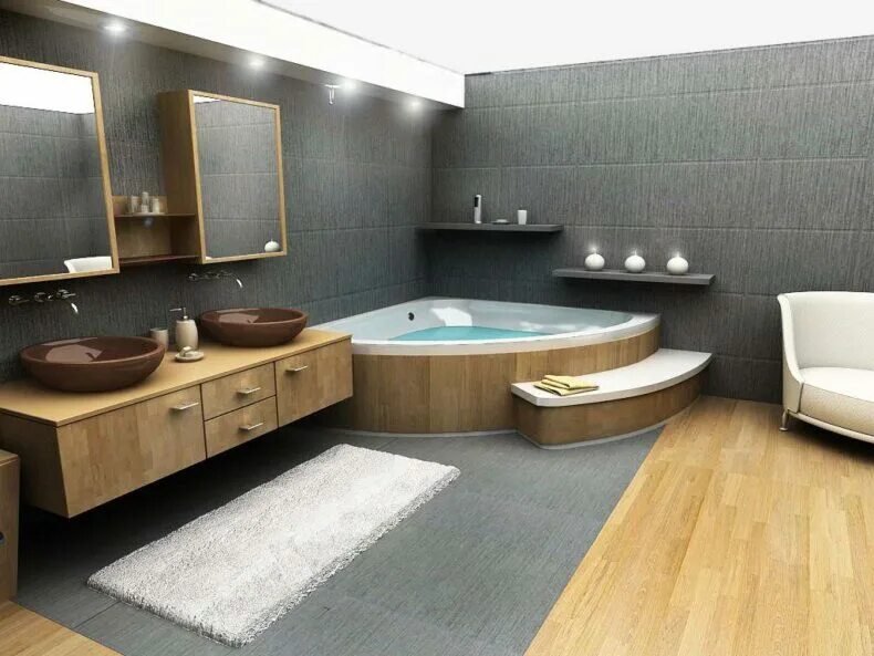 Jacuzzi Opalia. Ванная комната. Стильная ванная комната. Современная ванная комната. Изготовление ванных комнат