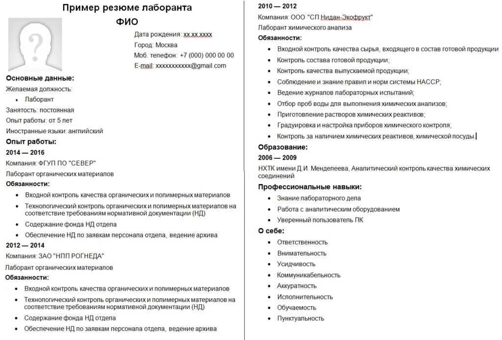 Образец резюме повара - готовый актуальный пример 2022 года