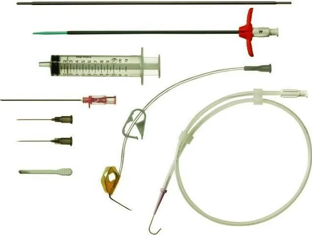 Набор для катетеризации подключичной вены. Инструменты для катетеризации подключичной вены. Световод катетер. Центральный катетер 22g.