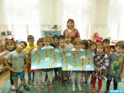 Аппликация самолеты в средней группе коллективная работа