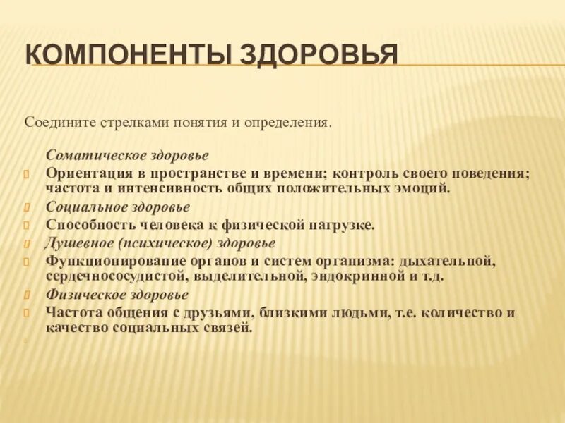 5 составляющих здоровья. Компоненты здоровья человека. Компоненты здоровья схема. Компоненты здоровья человека соматическое. Компоненты здоровья и их характеристика.