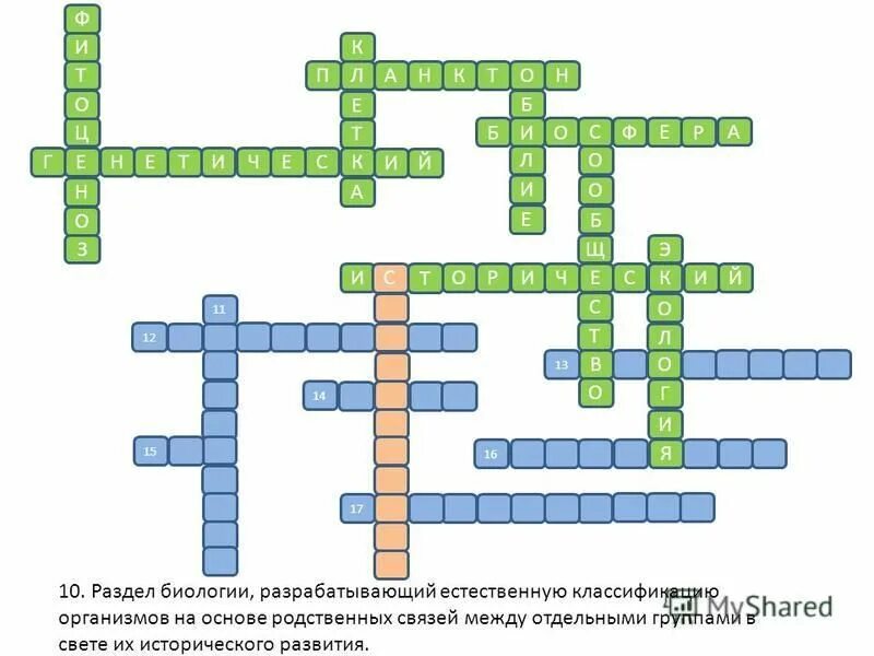 Кроссворд на тему растительные сообщества