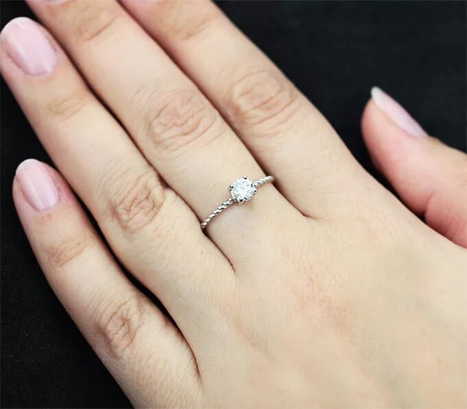 Engagement Ring, Moissanite Engagement Ring, .24 Carat 4.0mm Round Brilliant Cut