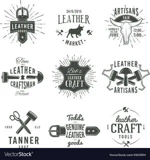 Second set of grey vintage craftsman logo Vector Image.