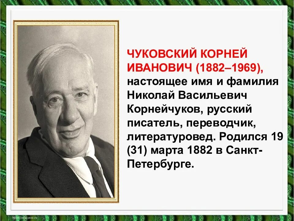 Презентация литературное чтение 1 класс чуковский. Чуковский портрет писателя.