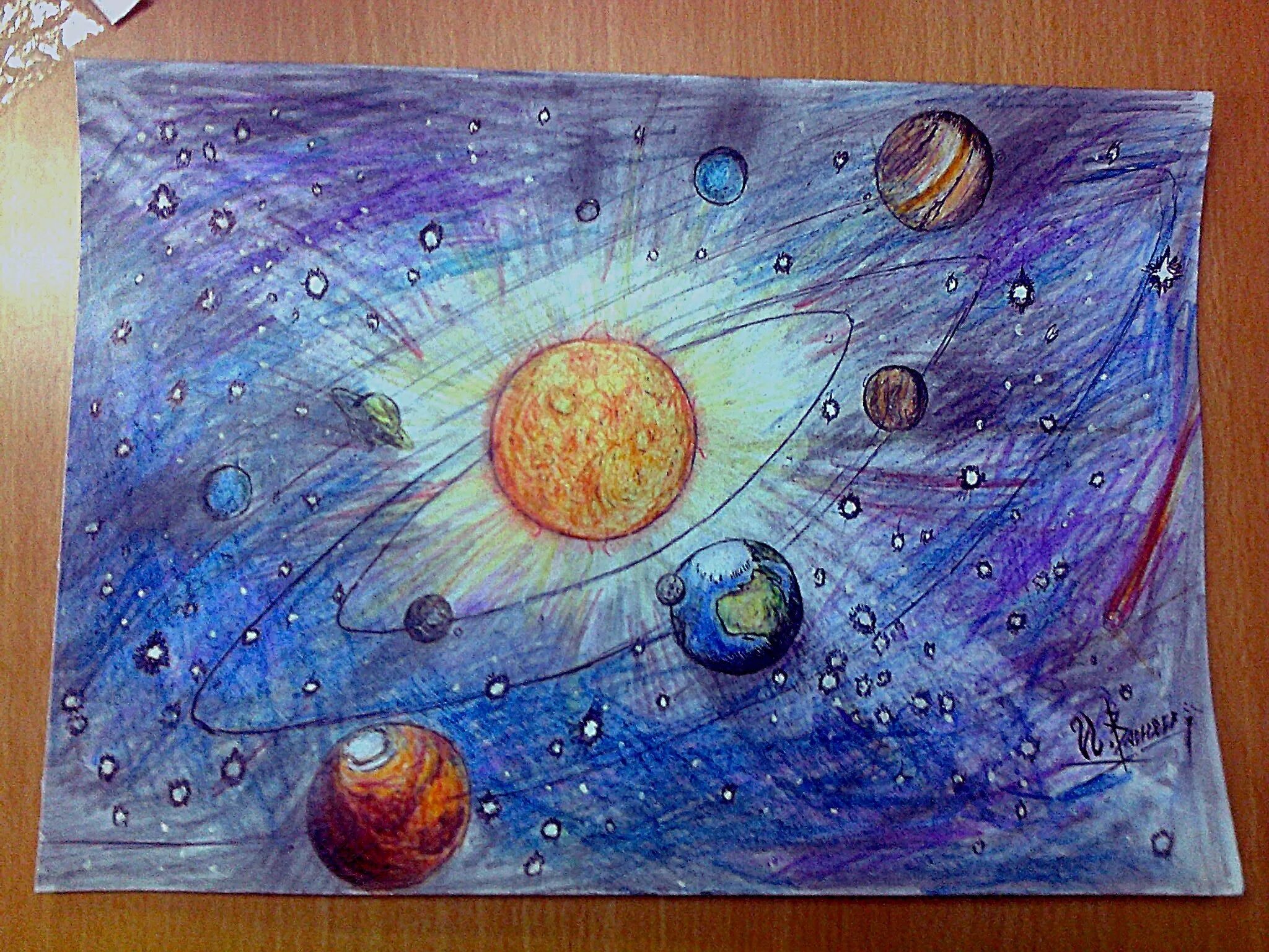Космос рисунок. Солнечная система рисунок красками. Космос акварелью для детей. Космос цветными карандашами.