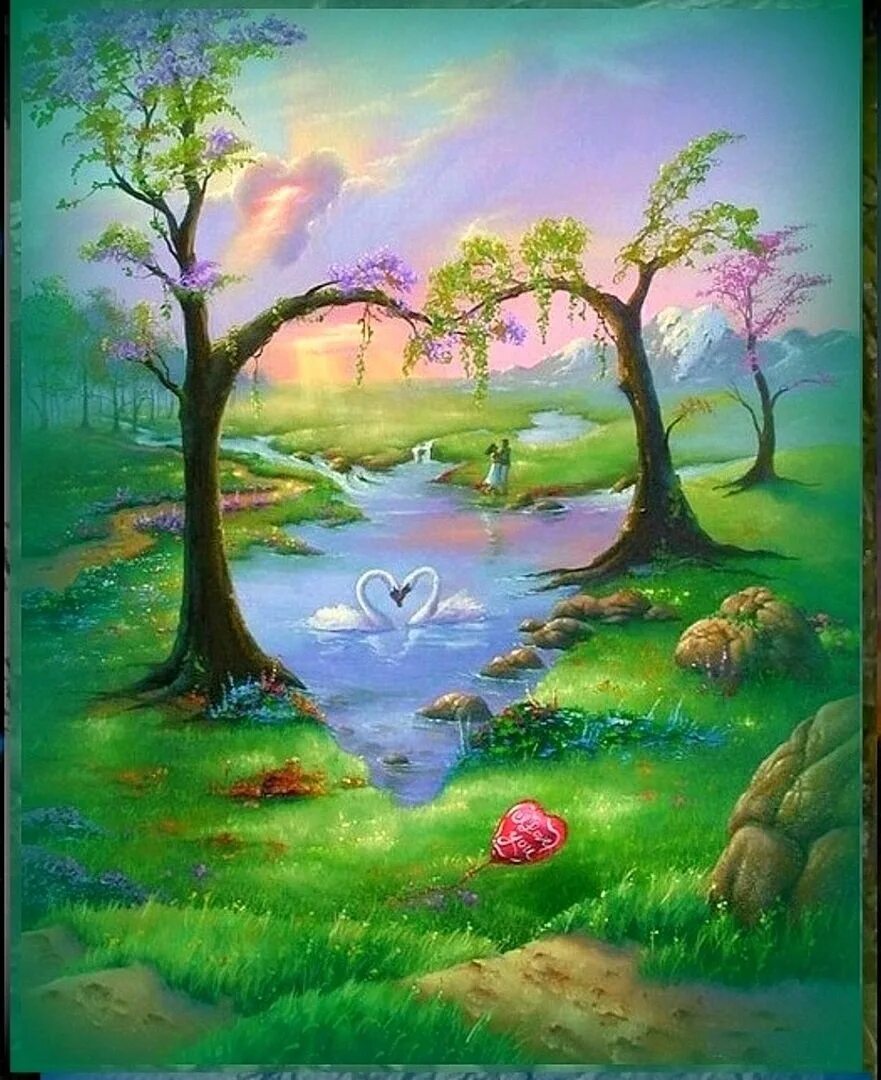 Мир люблю страна. Джим Уоррен, Вечная любовь.... Сказочная природа. Сказочный пейзаж. Природа рисунок.