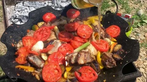 Мясо на садже на костре
