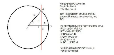 Радиус 15 найдите высоту