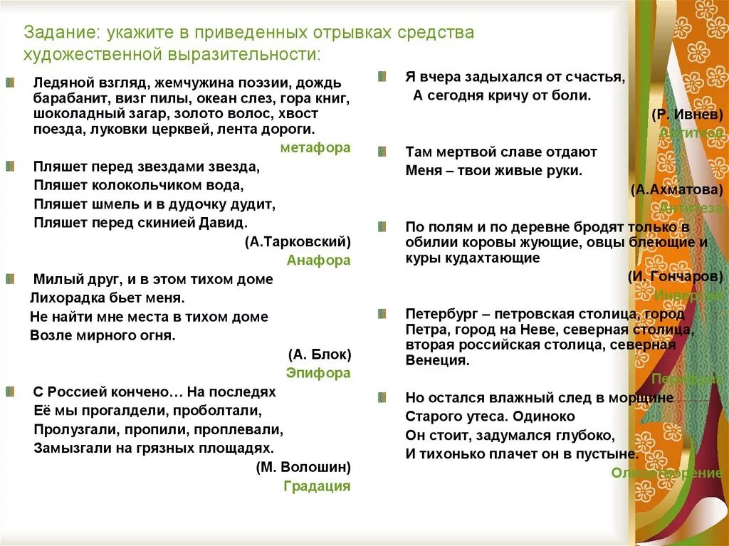 Тихую песню средство выразительности какое. Тихую песню средство выразительности какое