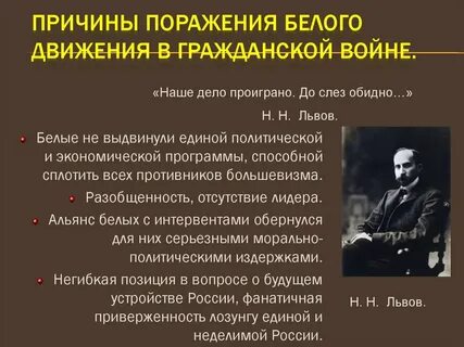 Причины белого движения в гражданской поражении