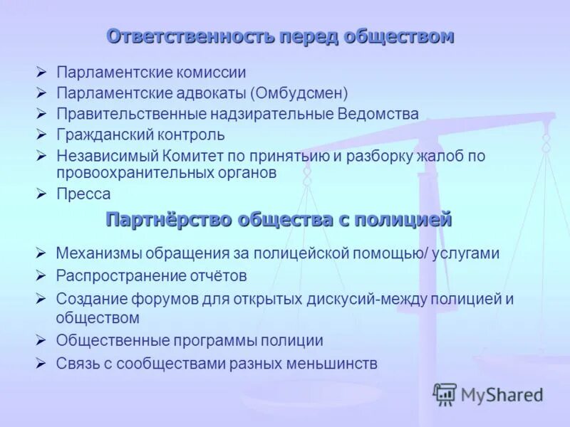 ответственность перед обществом и самим собой