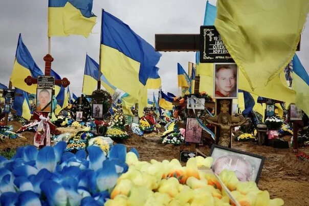 Фото украинских кладбищ военных с флагами