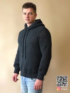 Вязаный свитер с капюшоном мужской