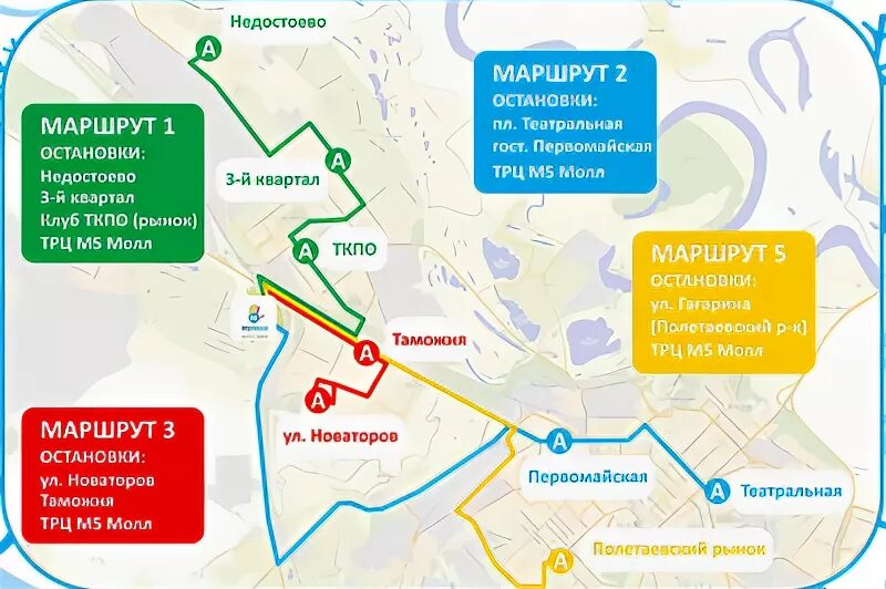 Остановки маршрута м3