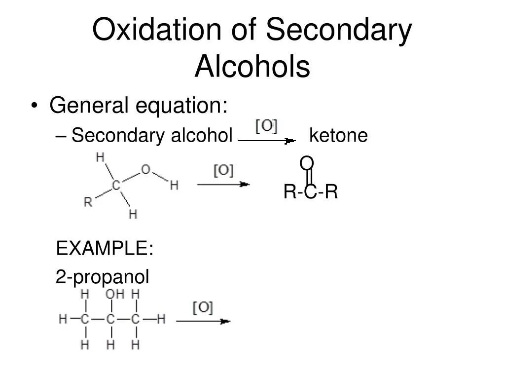 Secondary alcohol. Oxidation of thiols. Oxidation of Coal. Phenol and Ketones. R example