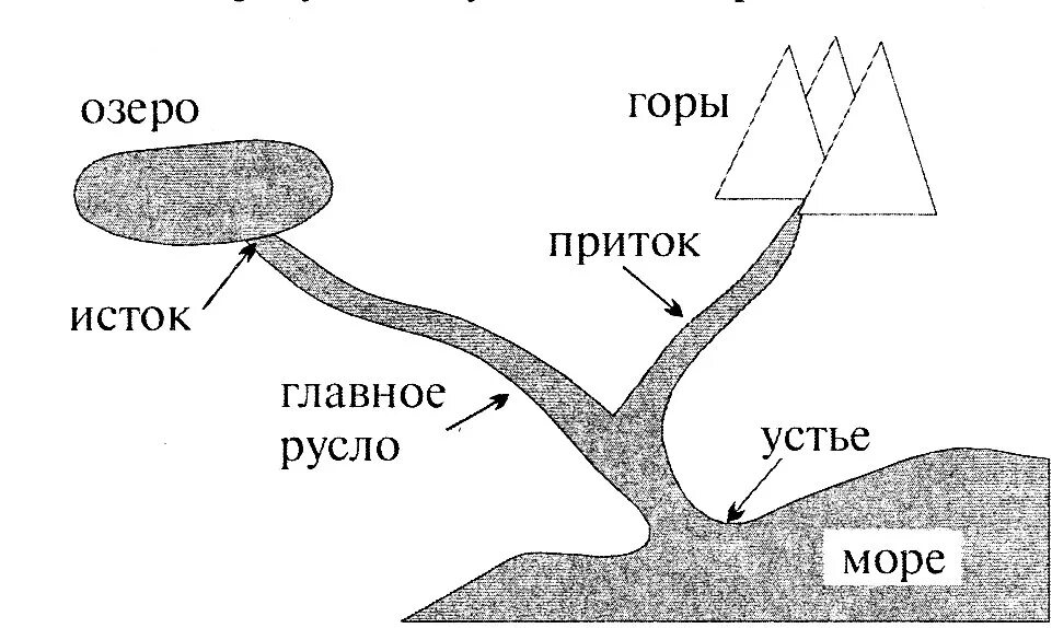 Нарисовать схему класса. Река Исток русло схема. Части реки Исток Устье русло Дельта. Части реки схема. Схема реки Исток русло Устье.