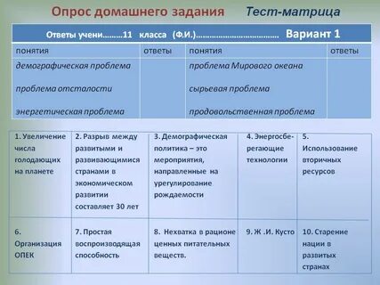 Матрица ответов