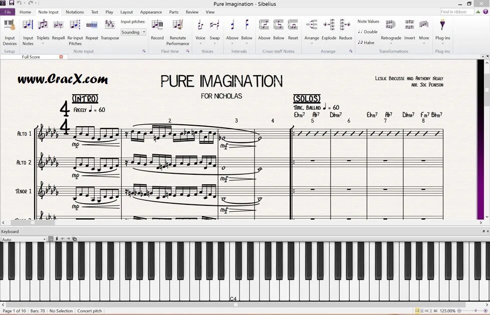 Pure imagination текст. Sibelius. Сибелиус программа для нот. Нотный редактор Сибелиус. Sibelius 6.0.