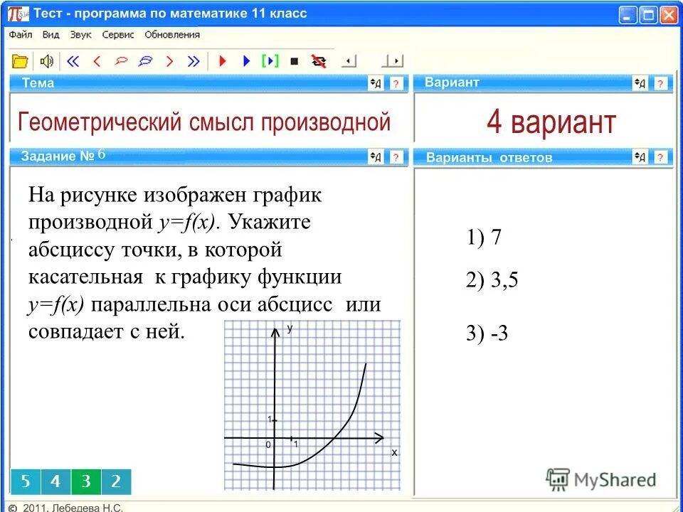 Тест производная вариант 1