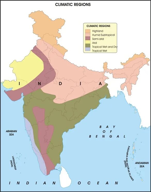 Природные зоны Индии карта. Карта климатических зон Индии. Климат Индии карта. Климатическая карта Индии.