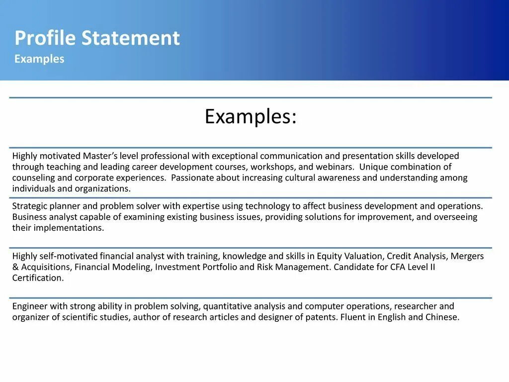 Statement examples. Statement example. personal brand statement examples. personal profile statement. marketing statement example.