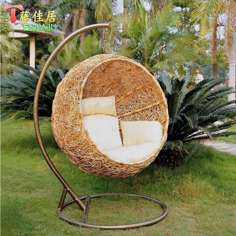 Гнездо из ротанга. Round Wicker кресло качалка. Подвесное кресло садовое 80х80х120 см, FANTASYGROUP kreslo_krug-001. Качель бамбук гнездо. Качели гнездо ротанг.