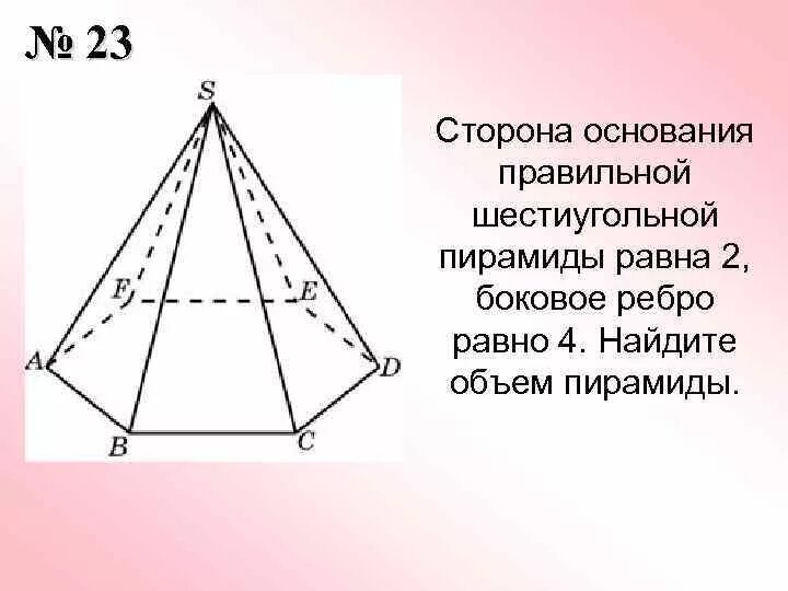 Сторона основания правильной шестиугольной пирамиды