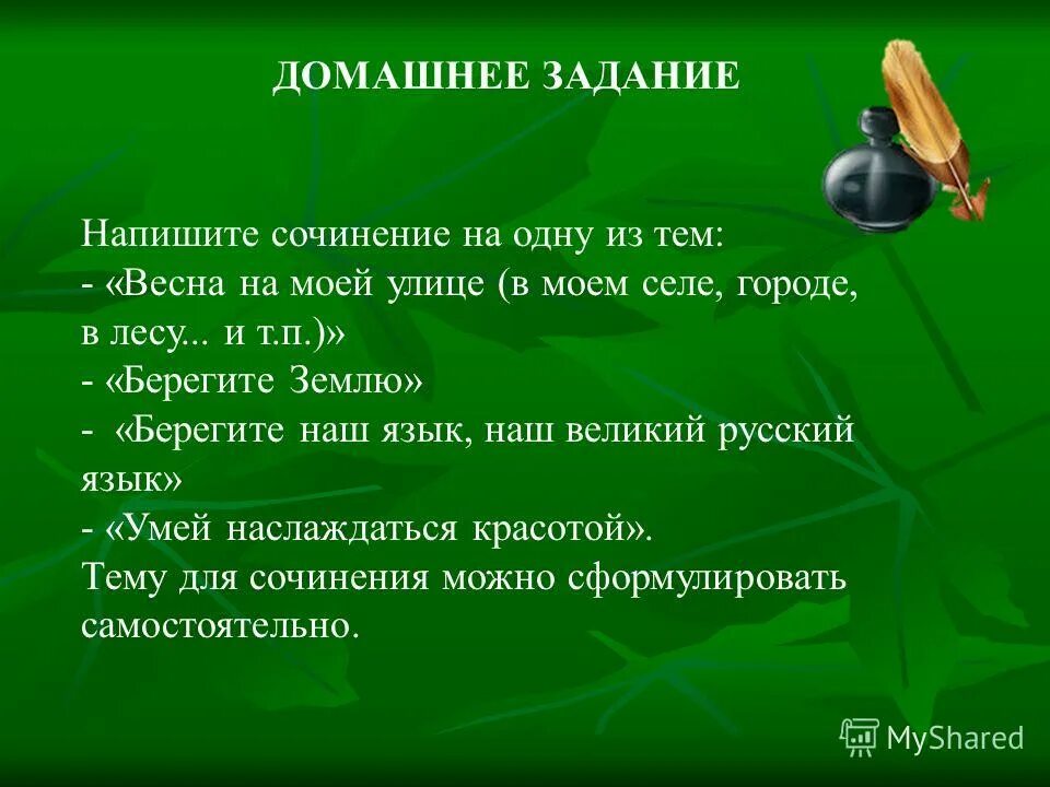 Сочинение весенние каникулы 5 класс