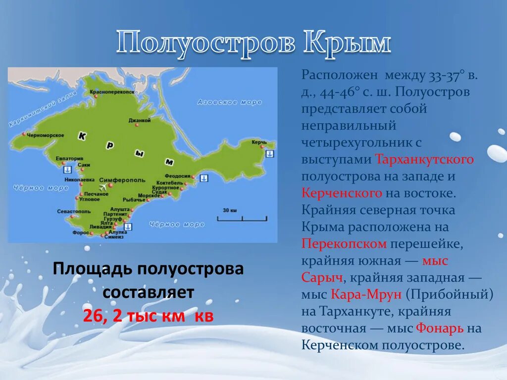 Какой детский центр находится в крыму. Расположение Крымского полуострова. Площадь Крымского полуострова. Географическое положение Крымского полуострова. Географическое положение полуострова Крым.