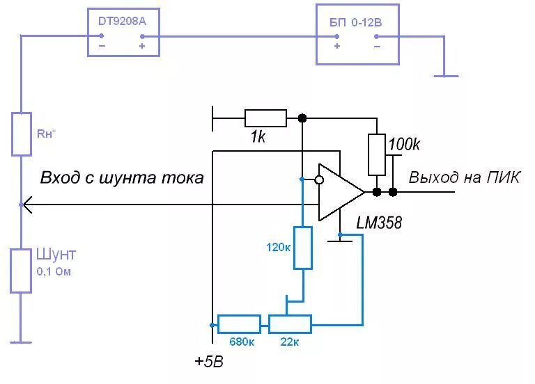 Схема усилителя токового шунта. Усилитель шунта на lm358. Датчик тока на операционном усилителе lm358. Датчик тока на lm358.