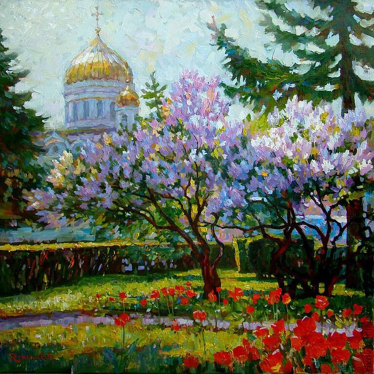Картина майский. Храмы сирень в Москве. Костанди Цветущая сирень. Кириак Цветущая сирень. Весенняя Москва в живописи.