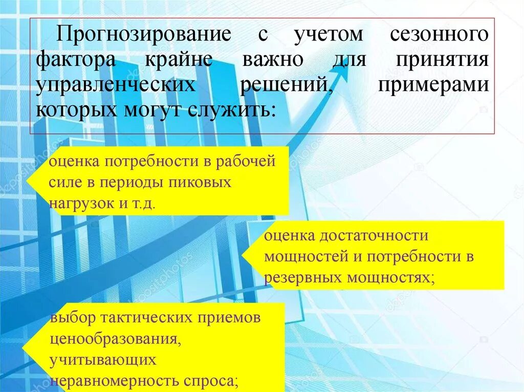 Учет сезонности. Прогнозирование управленческих решений. Методы прогнозирования управленческих решений. Прием прогнозирование с помощью открытых вопросов. Управленческое решение с учетом прогнозируемых последствий.