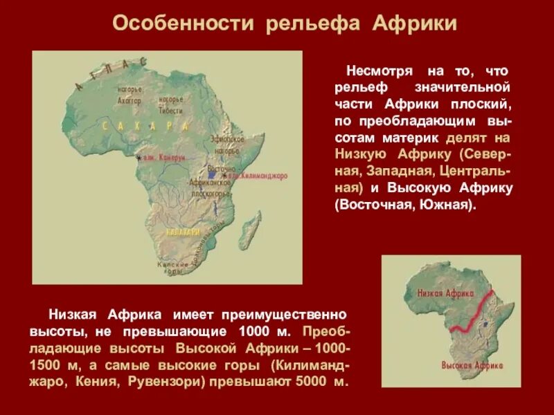 Назовите особенности африки