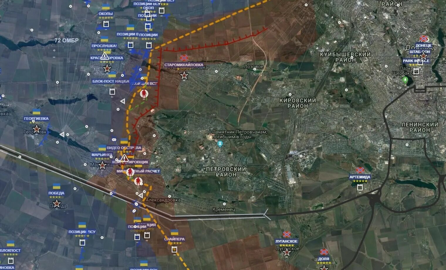 Донецк петровское на карте